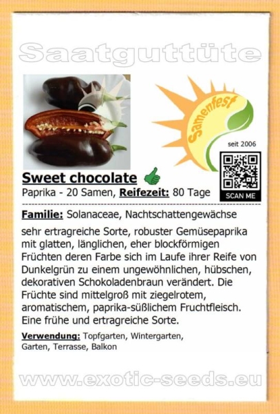 Paprika * Sweet chocolate * 20 Samen